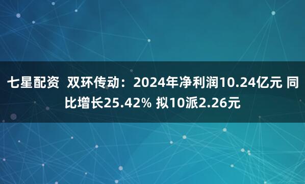 七星配资  双环传动：2024年净利润10.24亿元 同比增长25.42% 拟10派2.26元